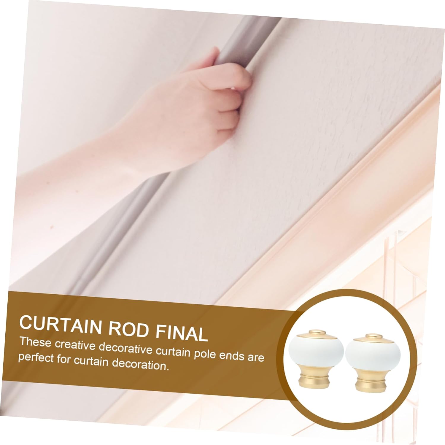VOSAREA 4pcs Decorative Curtain Rod Ends Nordic Style Finials Easy Install Curtain Rod Accessories for Home Decor Textured