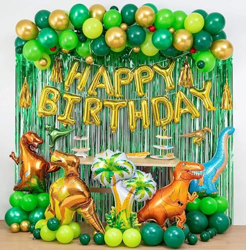 Image of 2 Pack Green Streamers St. Patrick's Day Decorations, Green Tinsel Foil Fringe Backdrop Curtain for Birthday Party, Party Door Streamers for Graduation, Dinosaur, Football Party Decorations