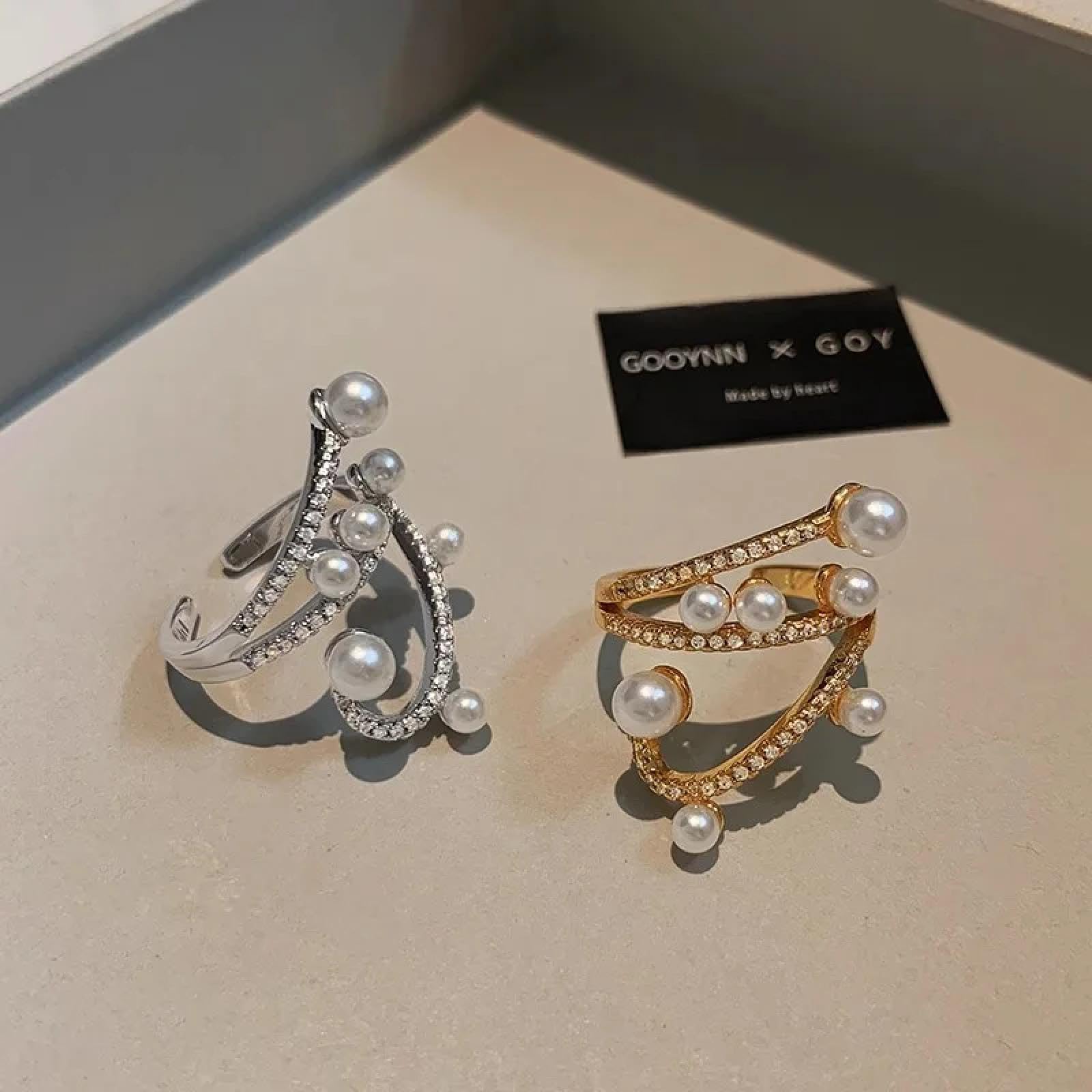 Ring Ringe Damen Bijouterie Herren Offener Ring Mit Geometrischen Linien Und Mehreren Perlen Und Zirkonia Für Damen, Nischendesign, Modischer Trend, Exquisiter Zeigefingerring