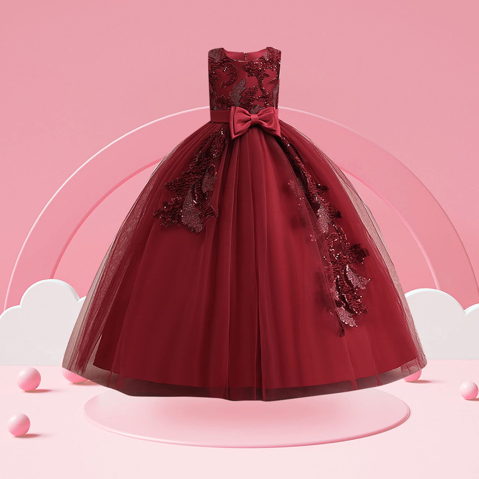 Kleider FüR MäDchen Neues Kinderkleid Prinzessinnenkleid Große Kinderpailletten gemahlenes langes Kleid Piano Performance Dress