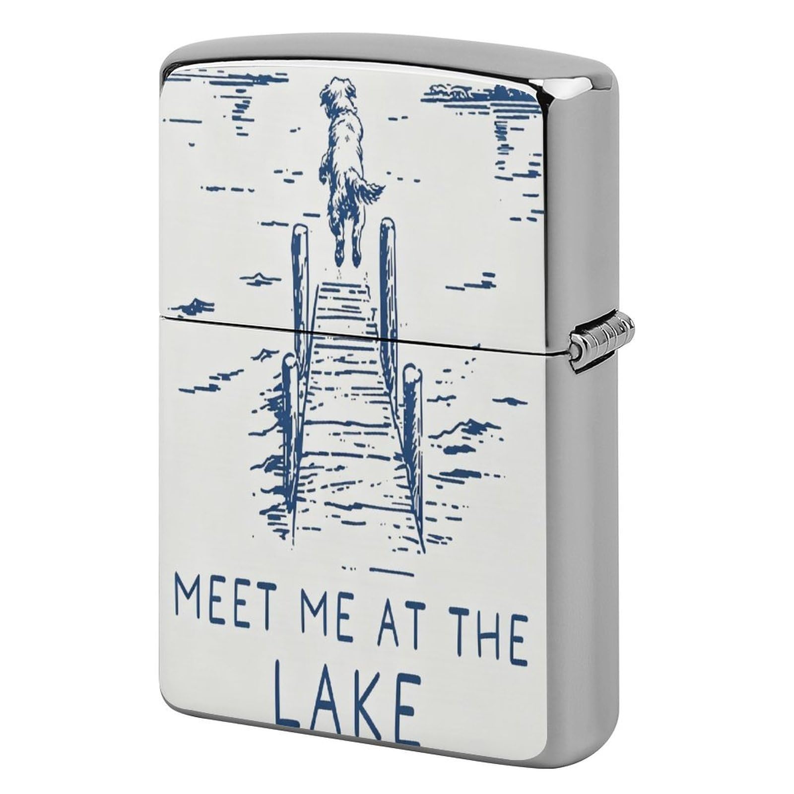 Btcowzrv Style Lake Dog Metal Lighter Case Sleeve Cover Holder