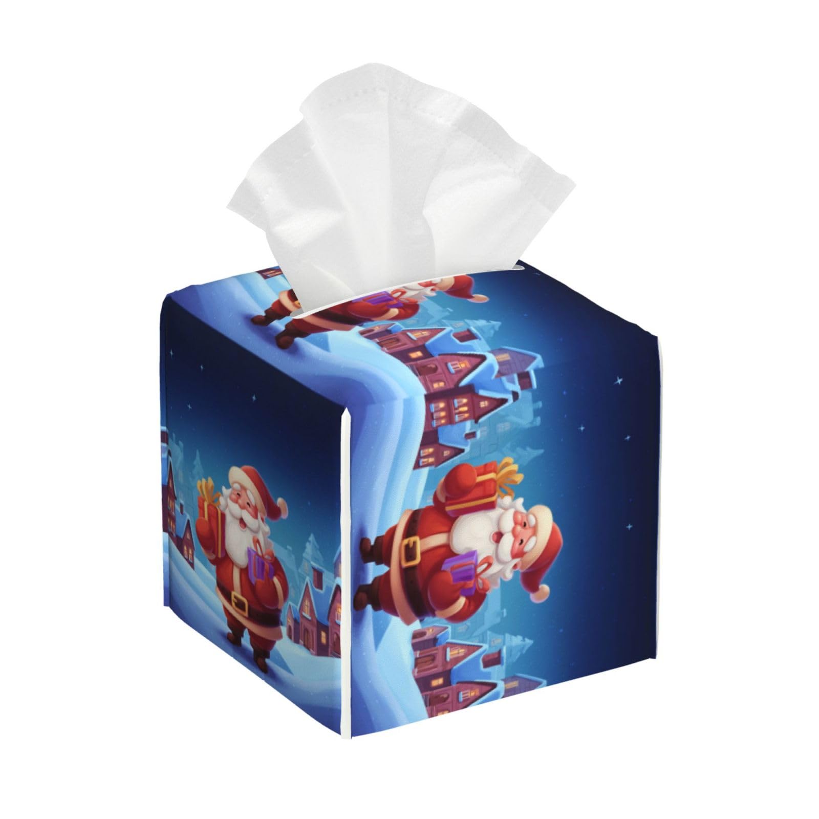 Christmas Santa Claus Tissue Box Cover Square Cube Boxes