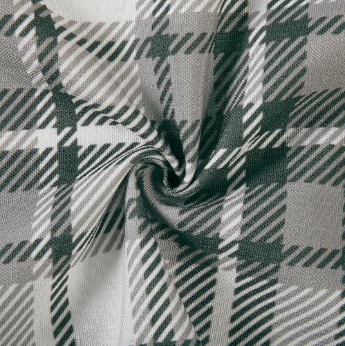 Image of TWOPAGES Pinch Pleat Plaid Print Cafe Curtains, Mist, 42W x 36L
