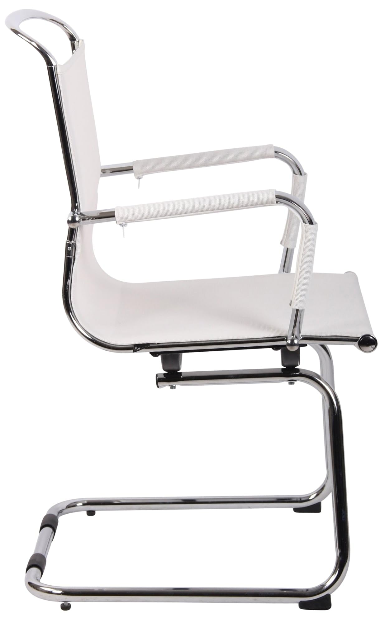 CLP Sedia per visitatori in rete Barnet I Con bracciolo e telaio cromato I Rivestimento in rete traspirante, Colore:bianco
