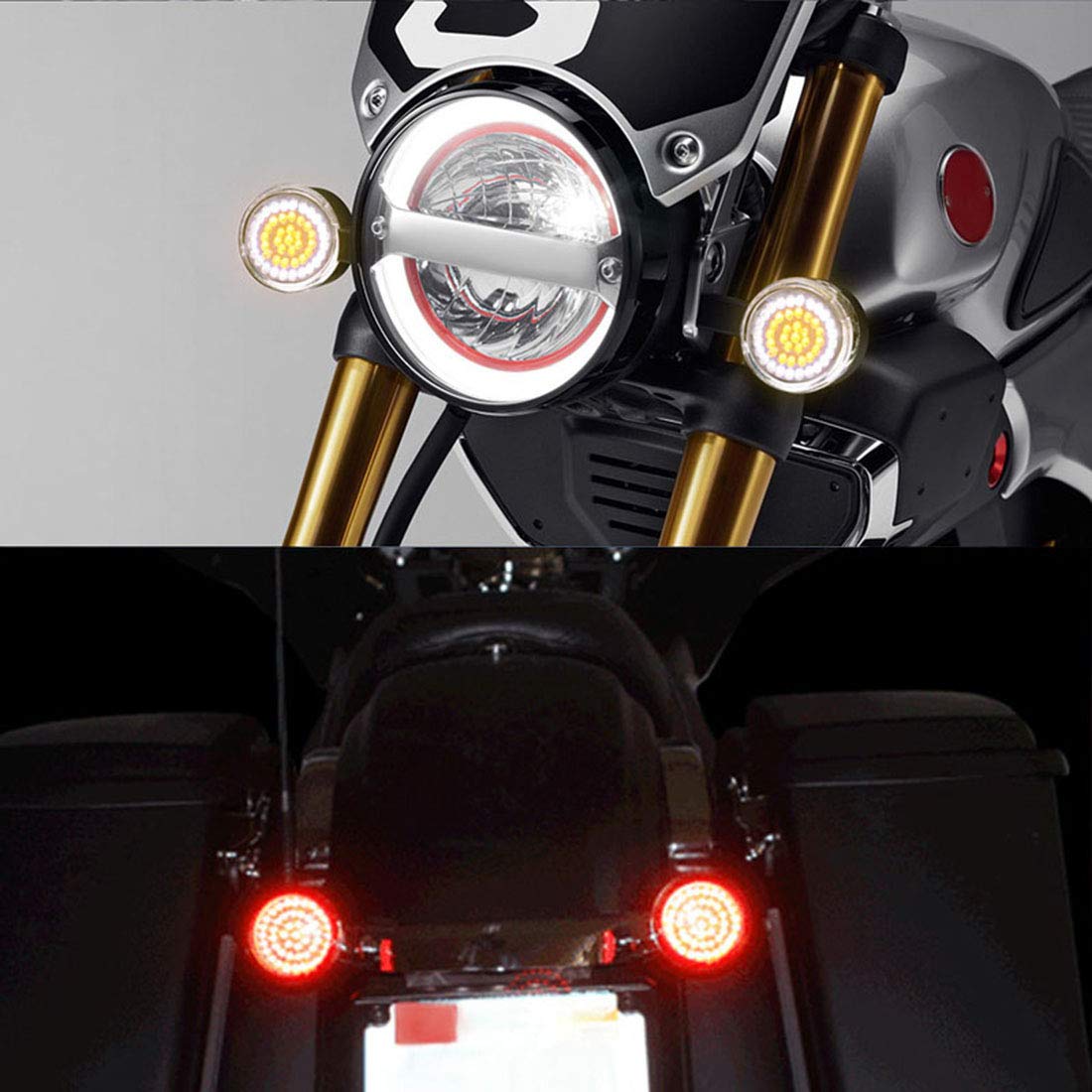 KATUR Super jasne 1157 BAY15D P21/5W włączane żarówki LED motocykl 5-centymetrowy styl pocisk przedni biały DRL bursztynowy sygnał kierunkowskazu LED biały/bursztynowy do Harley Softail 2011-2017 Dyna 2012-2017