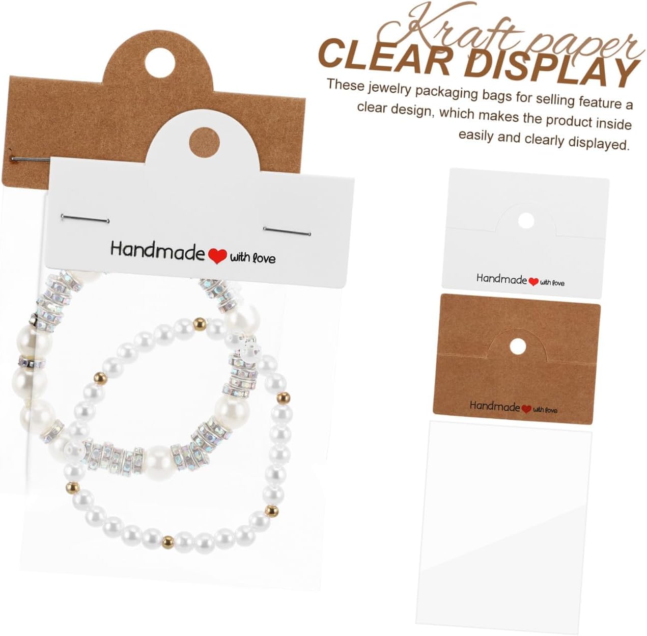 Hohopeti 200pcs Earring Display Bags Kraft Paper Cards for Jewelry Packaging Handmade Jewelry Holder Small Cardboard Craft Bag