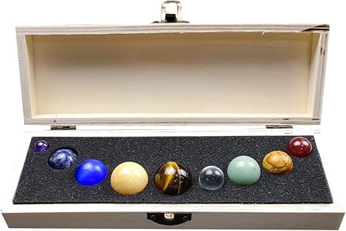 Sistema solar natural 9 planetas decoraciones piedras preciosas esfera galaxia universo modelo chakras curación bola de cristal