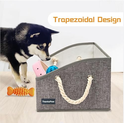 Thankspaw Collapsible Fabric Dog Toy Box And Storage Bin With Handle thumb #3