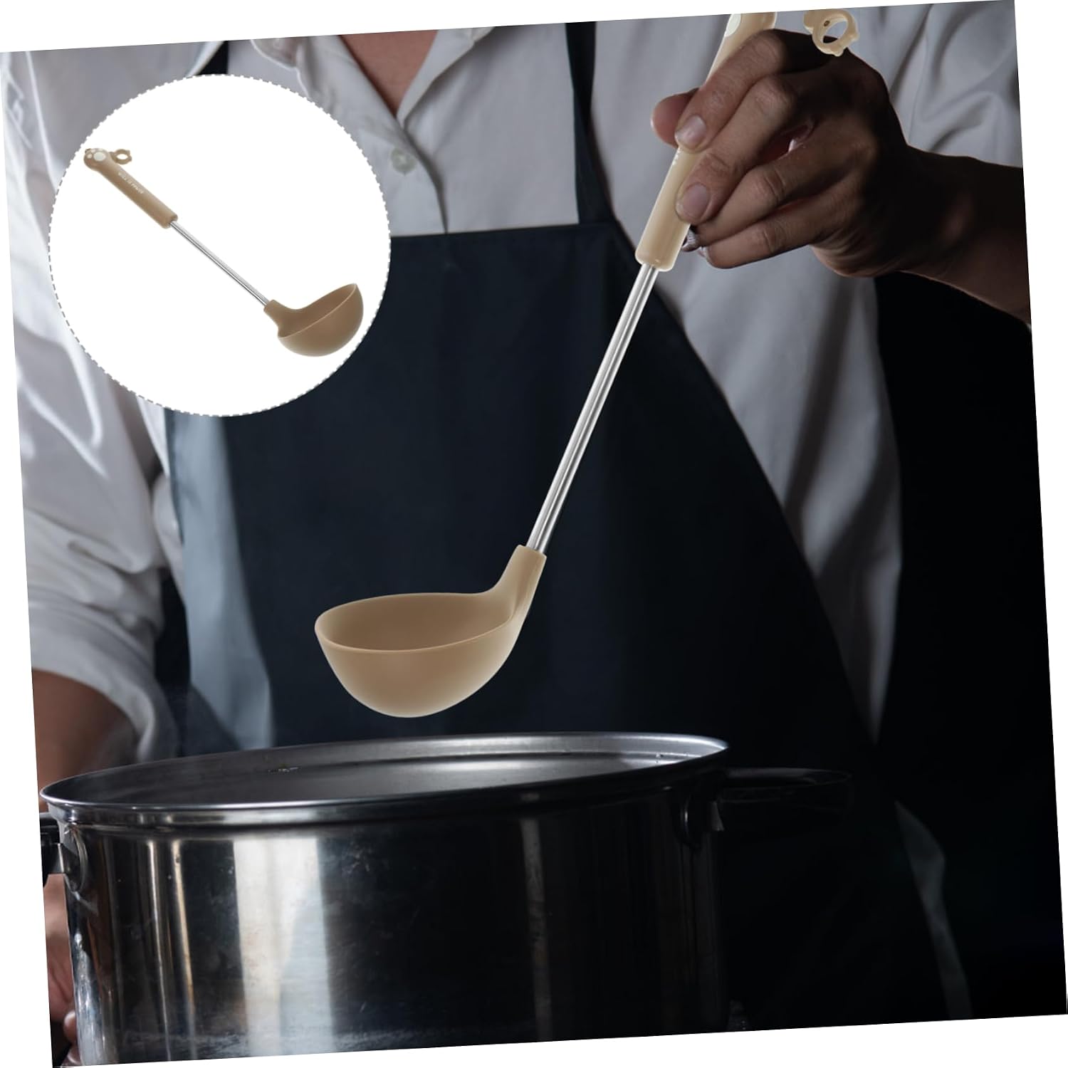 Silicone Serving Spoon and Ladle Set, Long Handle Kitchen Utensils