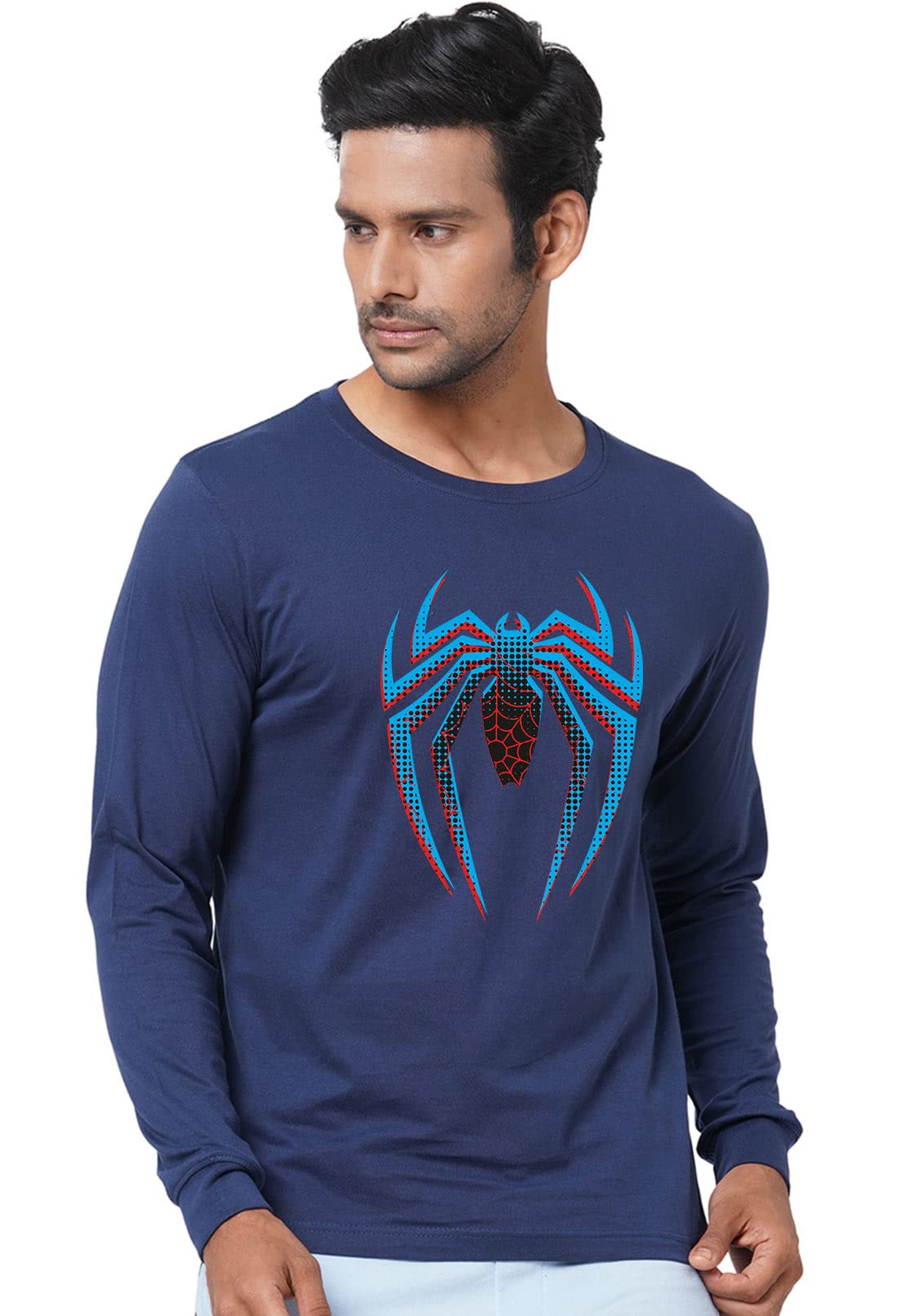 Mens Full Sleeve Graphic Printed T-Shirt(Design: Halftone Dotted Spiderman)