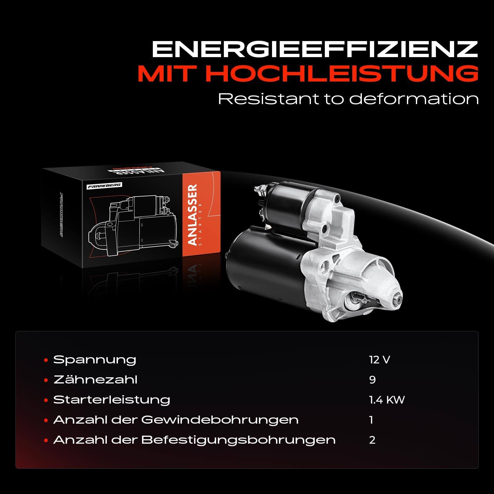 Frankberg Démarreur 1,4 kW 12 V 9 dents 078911023D