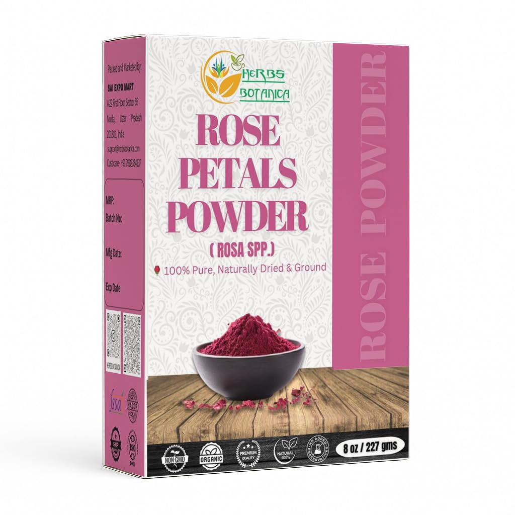 Herbs Botanica Rose Petal Powder Finely Ground Powdered Rose Petals for DIY Face Masks, Skincare, Hair Care & Beauty Recipes – Natural Floral Powder 8 oz Resealable Pack