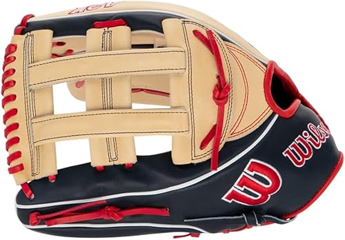 Miniatura 43 de Wilson Mookie Betts 2024 A2K - Guante de béisbol MB50GM de 12.5 pulgadas Azul rey/azul marino/rojo