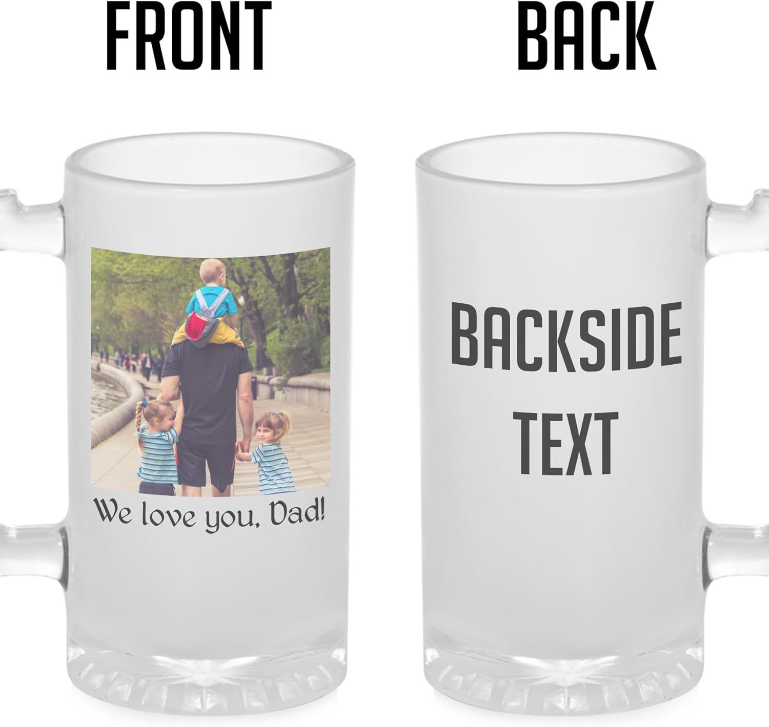 Personalized Photo Frosted Beer Mug Stein 16oz – Custom Gifts for Boyfriend Husband, Year Anniversary Birthday, Best Gift Ideas for Him Men, Father's Day, Unique Valentines Day, Customized Picture DYE