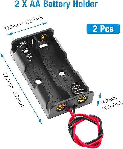 Vista 4 de QTEATAK Paquete de 8 soportes de batería AA con cable, 1 soporte de batería AA de 1.5 V, 2 piezas, 2 soportes de batería AA de 3 V, 2 piezas, 3