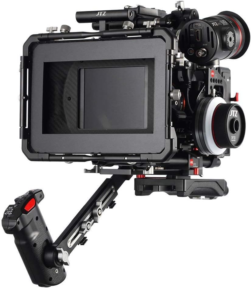 JTZ DP30 Camera Cage 15mm Rail Rod Base plate Rig + Top Handle + Shoulder Pad + Electronic Handle Grip + Carbon Fiber Matte box + Follow Focus for Panasonic Lumix GH3 GH4 GH5 GH5s GH6 Cameras
