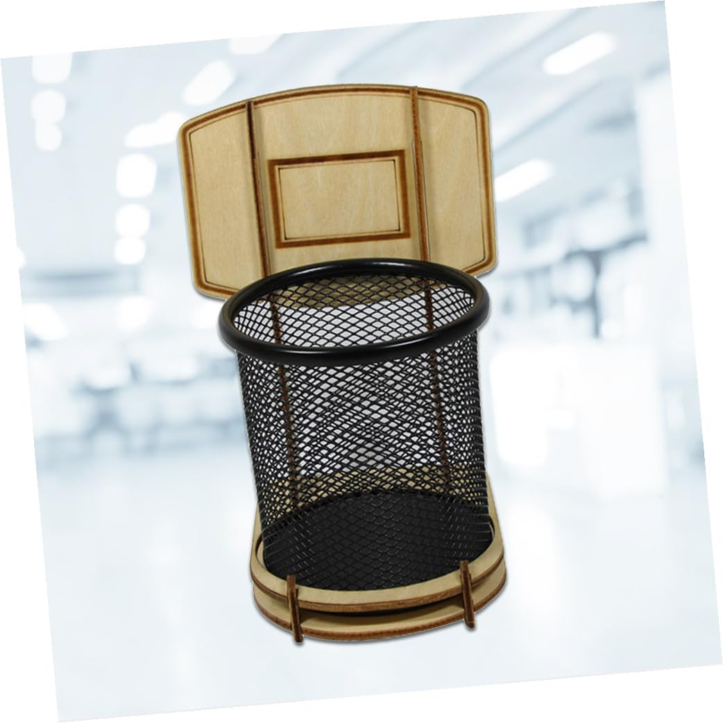 Alipis Porta Penne a Cestino da Basket in Legno e Metallo per Scrivania | Creativo e Decorativo, Forma Speciale, Raccoglie Cancelleria, Righello, Penne e Evidenziatori