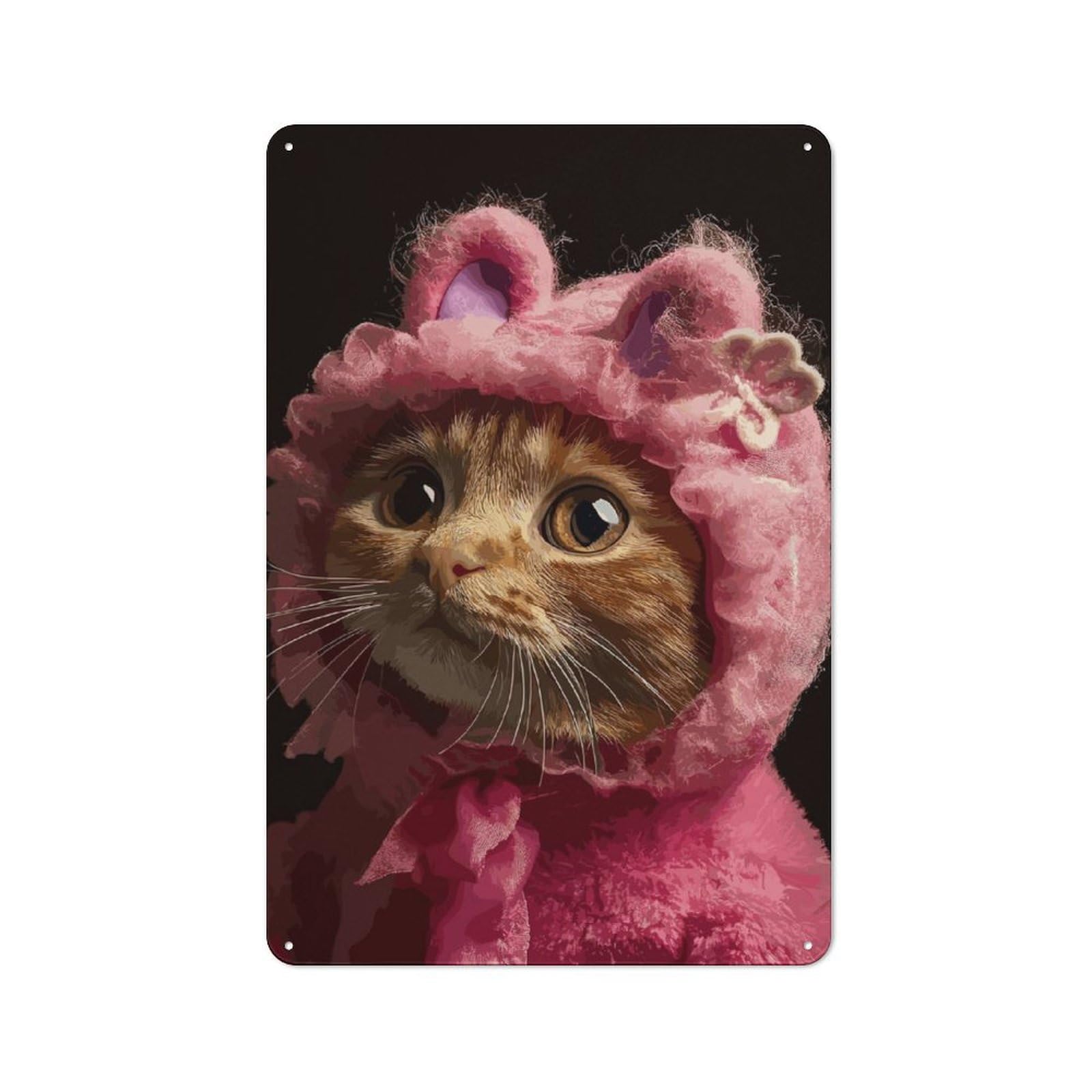 Junmoney Kitten Hugs Retro Metal Wall Sign 30X20cm With For Café Or Home Bar, For Cooler-Season Styling In Café And Home Bar
