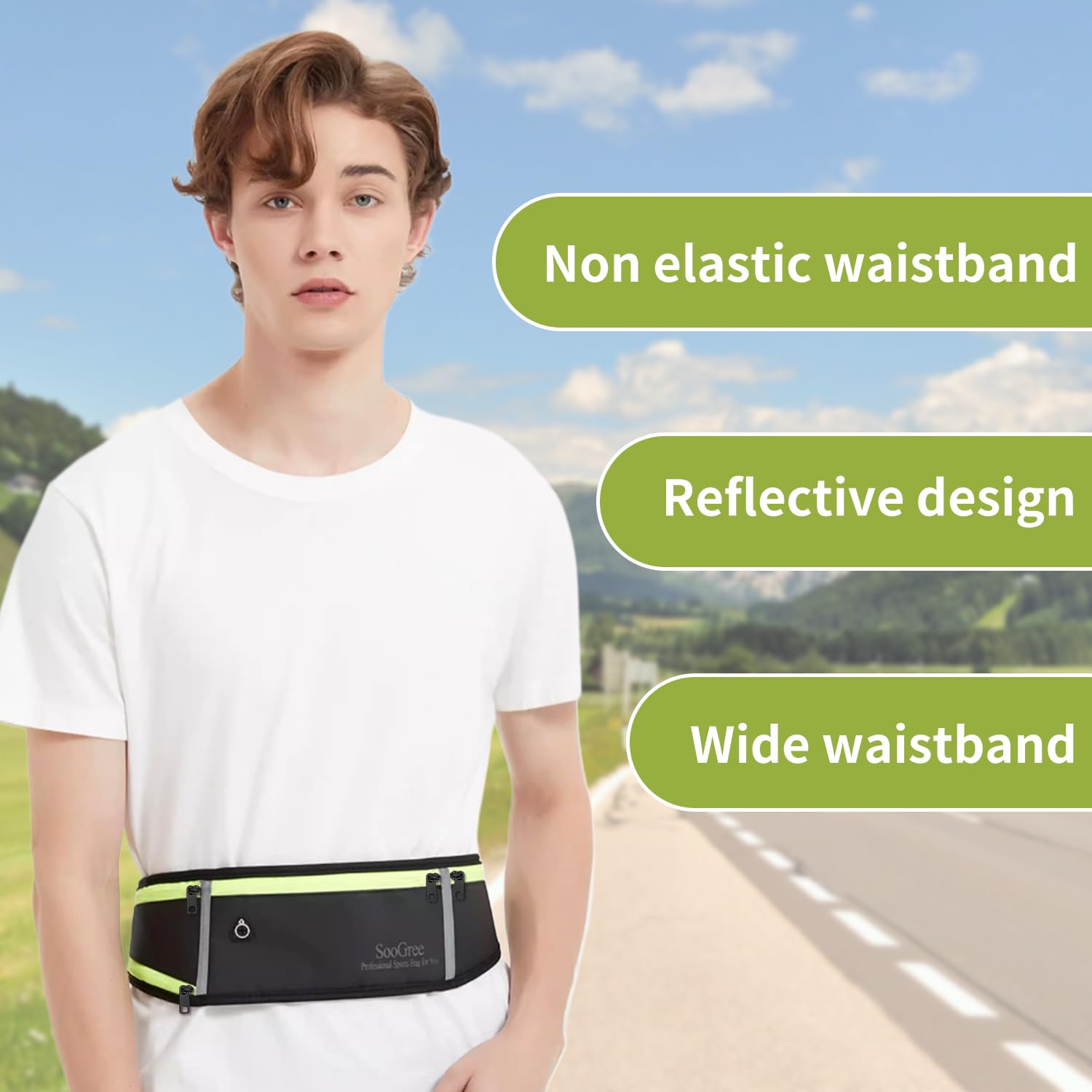 SooGree Cinturones de correr para hombre y mujer, cinturones deportivos delgados, riñonera impermeable para correr, correr, caminar, ciclismo, camping, gimnasio, Naranja, Moderno, clásico