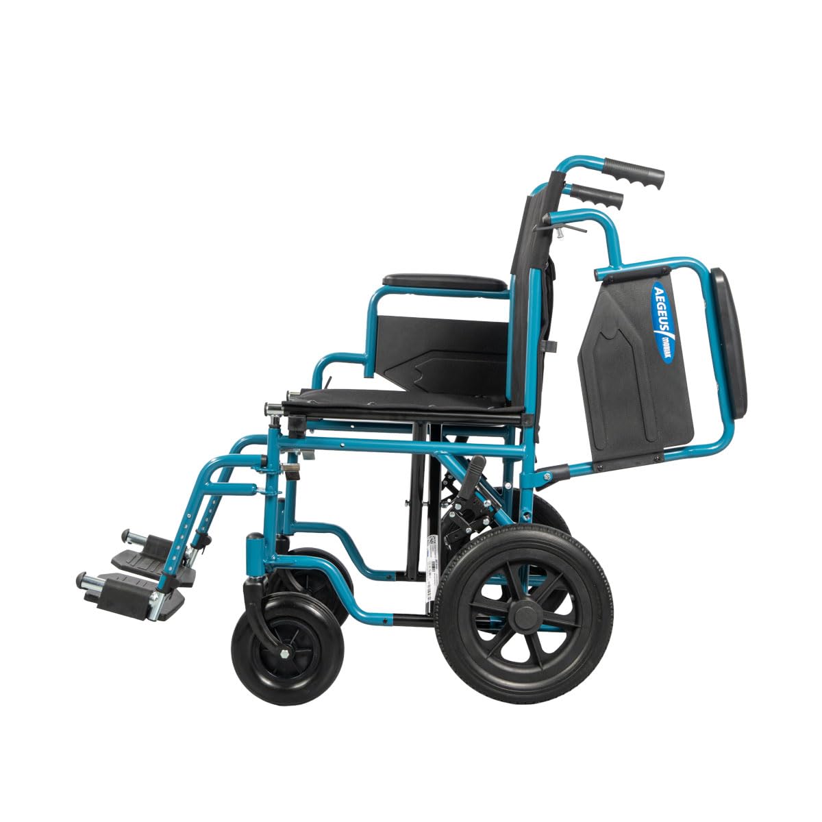 Ausilium Sedia a Rotelle Pieghevole da Transito in Acciaio — seduta 46 cm, ruote piene da 12", braccioli ribaltabili, portata 125 kg, ausilio mobilità