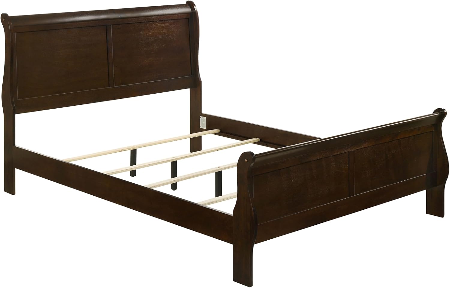 Benzara Nim 4pc Queen Sleigh Bedroom Set, Nickel Handles, Dark Brown