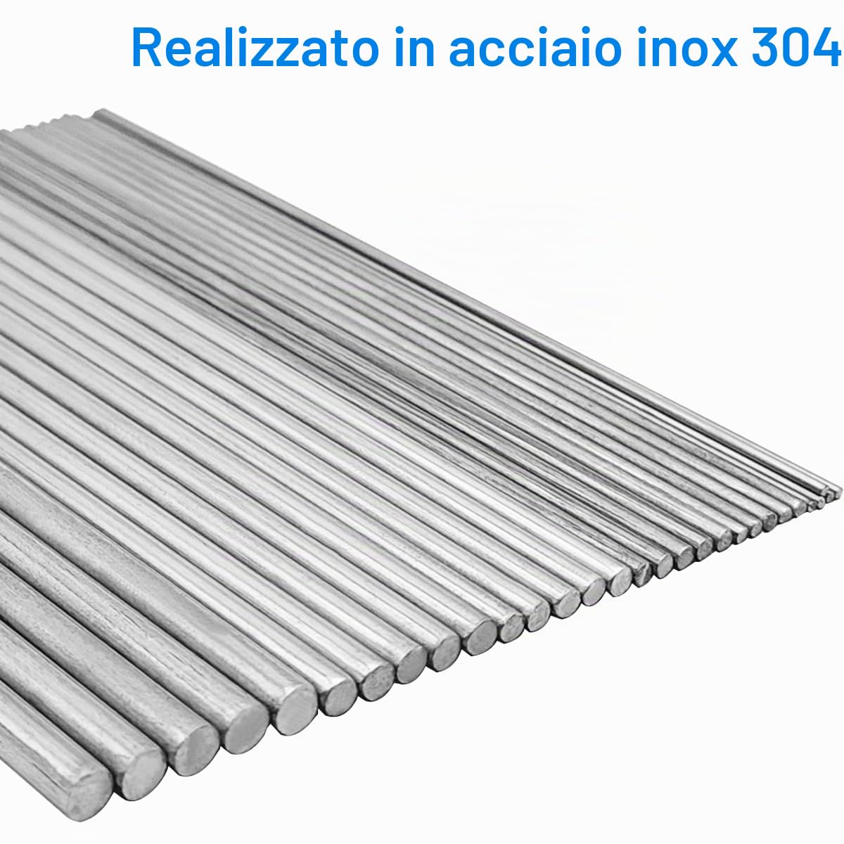 Aste Rotonde Acciaio Inox 304, 6 Misure 1-4 mm x 100 mm, Asta Rotonda in Acciaio Inossidabile