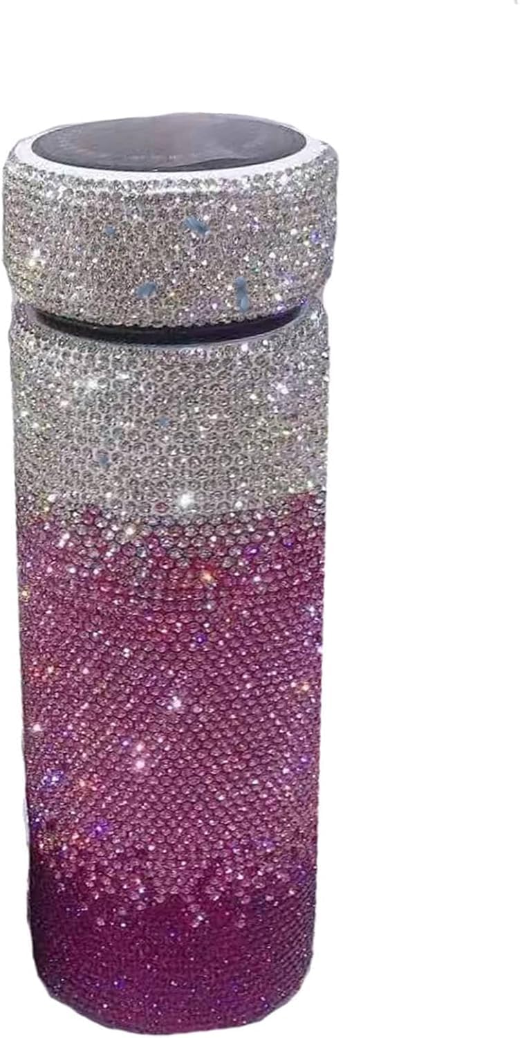 Diamentowy termos, butelka termiczna, Bling Rhinestone butelka na wodę z wyświetlaczem temperatury LED Kubek podróżny z wodą Podróżny kubek na wodę ze stali nierdzewnej