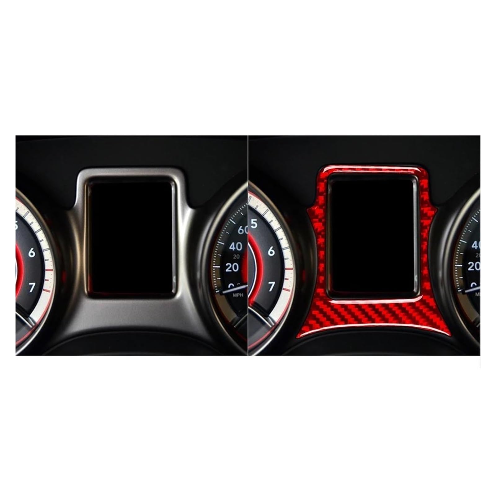 Rivestimento interno della consolle centrale Decorazione adesiva per telaio tachimetro interno auto per il viaggio 2011-2017(Rosso)