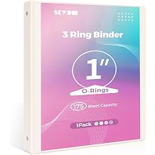 SKYDUE 1 Inch Binder 3 Ring, O-Ring Round Binder for 8.5" x 11" Paper, Pastel Binder with Pockets, Holds Up to 175 Sheets, Pink