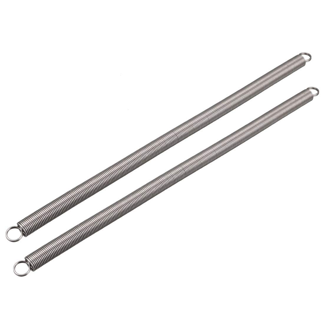 Sourcingmap Extension Spring - 1.2mm Wire Dia, 12mm OD, 300mm Free Length Spring Steel Small Dual Hook Tension Spring 2pcs