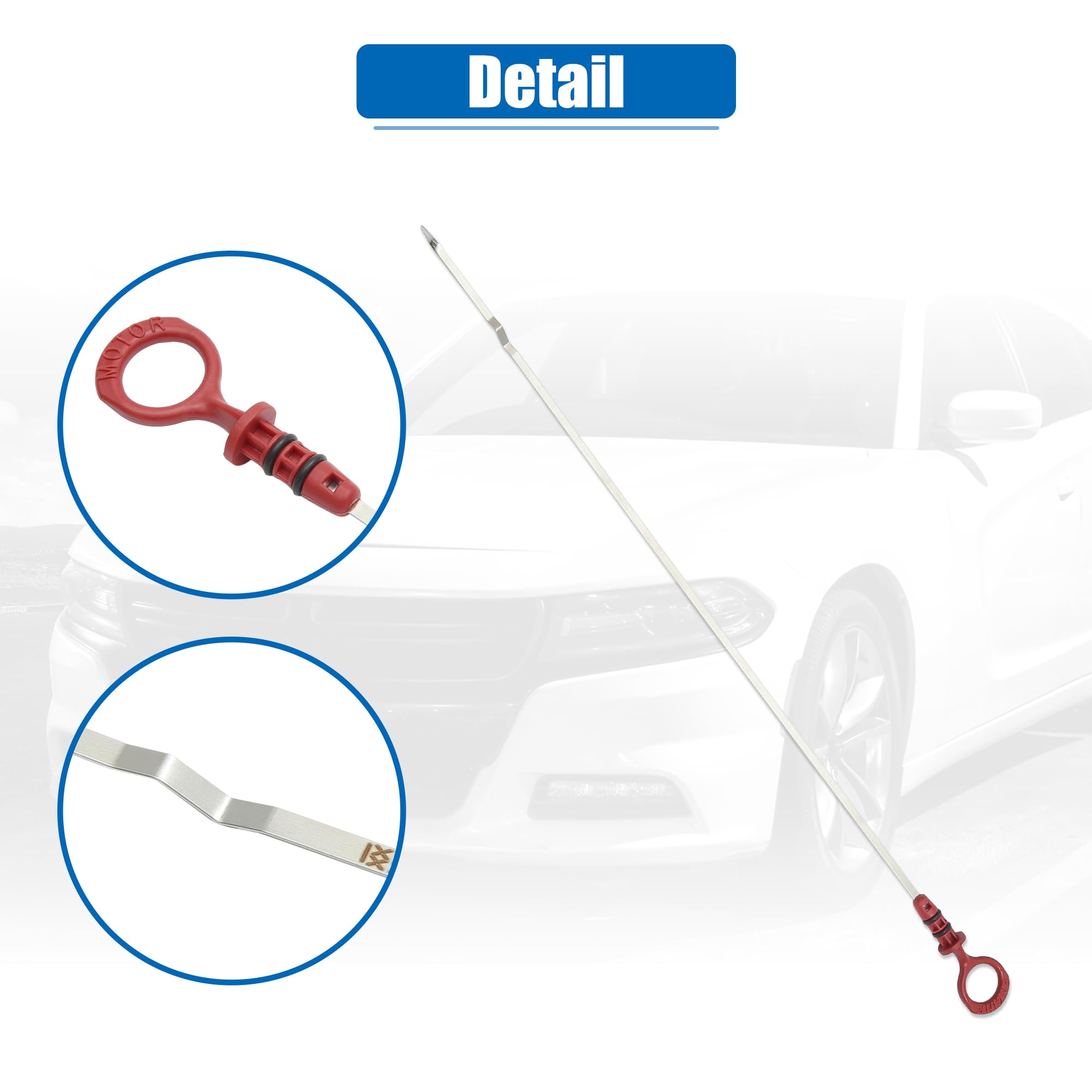 QUARKZMAN Varilla De Nivel De Aceite Del Motor Para Volvo C70 98-04 1Pc | Material: Metal Y Plástico, Color: Rojo Plateado, Longitud: 49Cm, Oe: 9497557, Para Volvo S60, S70, S80, V70, Xc90