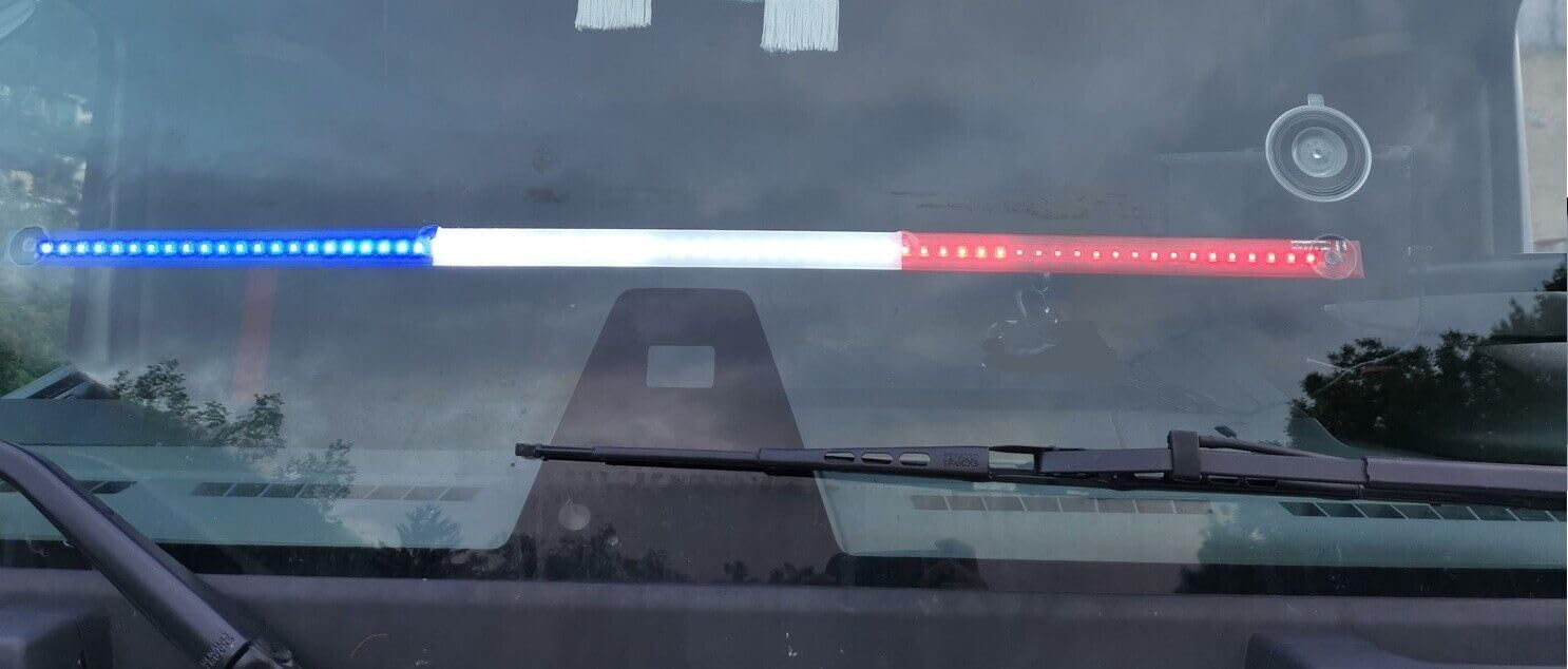 60cm 12-24V Barre Bande Lumineuse LED Drapeau Français Décoration Pare-Brise pour Camion Voiture Caravane Bateau