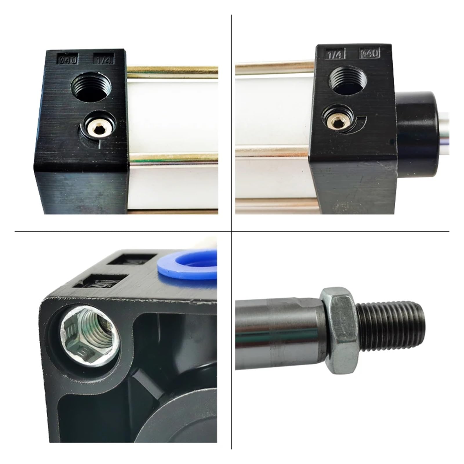 Cilindro estándar doble acción aleación aluminio industrial | Serie SC, 0,1-0,9 MPa, 1,35 MPa máx., componente de accionamiento lineal de carrera larga(Stroke 125mm,BORE 63mm)