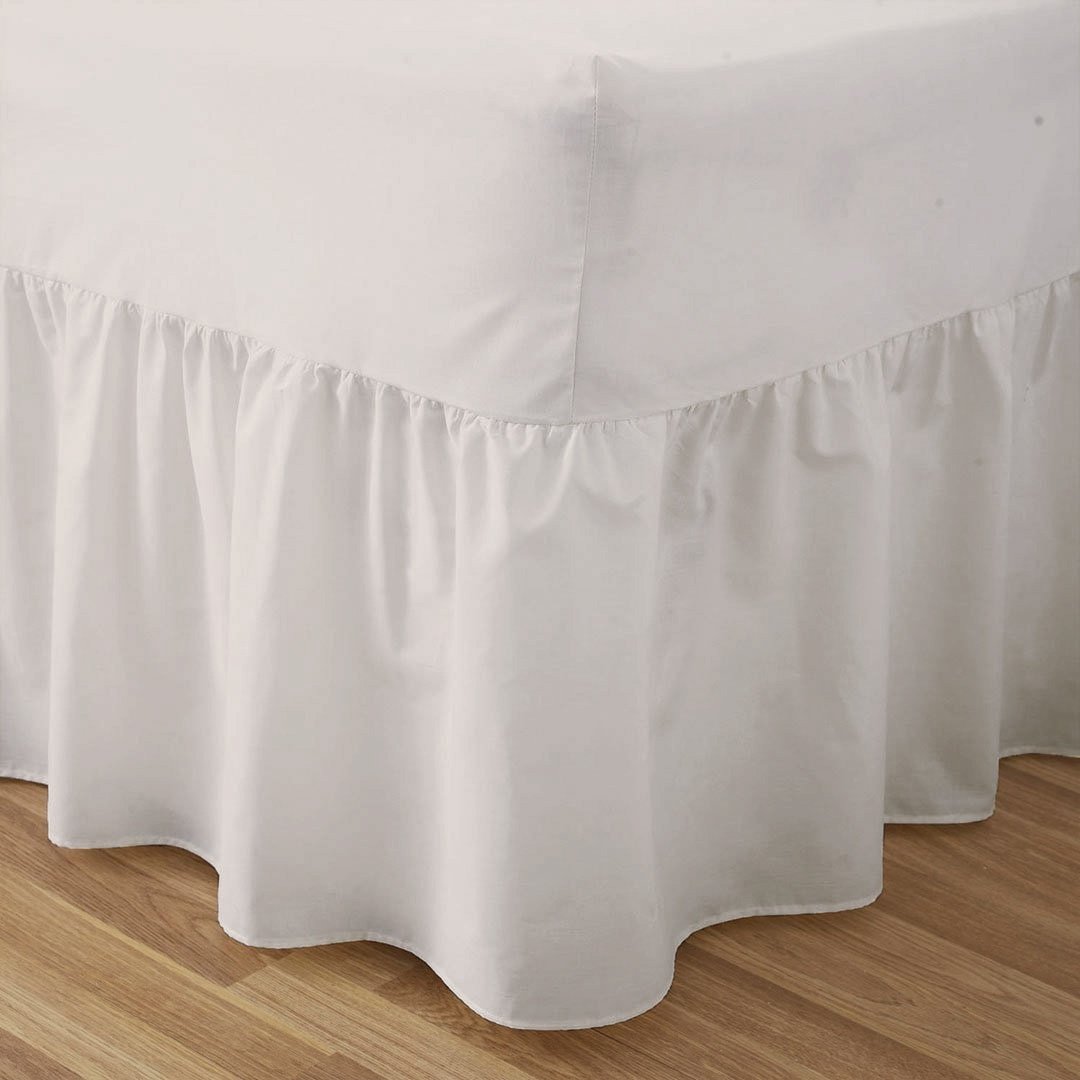 De Lavish Cream Fitted Valance Sheets Single Size Bed Sheets Dyed 9.5 '' Deep Plain Poly Cotton Bedding 11'' Frilly Drop,