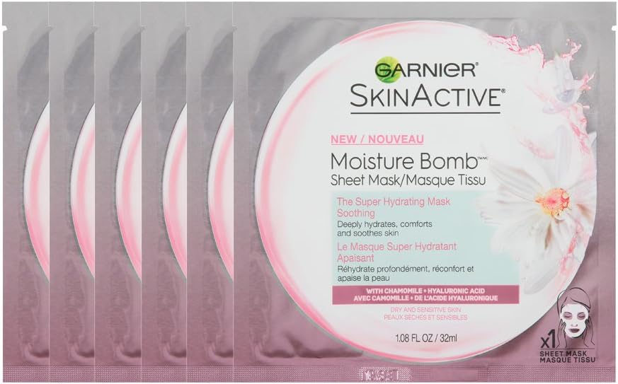 Garnier SkinActive Moisture Bomb The Super Hydrating Sheet Mask - Soothing, The Super Soothing Hydrating, 6.0 Count