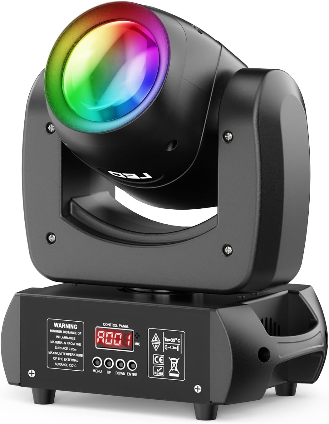 100 W Moving Head LED DMX DJ Lights Rotating Spot Beam 18-Facet Prism Stage Lighting 8 Colours with Sound Activated Modes for Wedding Parties Church Live Band Show Bar Disco Party