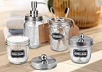 Vista 9 de Amolliar Juego de accesorios de baño de 4 piezas y 2 tarros de níquel cepillado, 3 dispensadores de jabón de loción y 2 soportes para hisopos