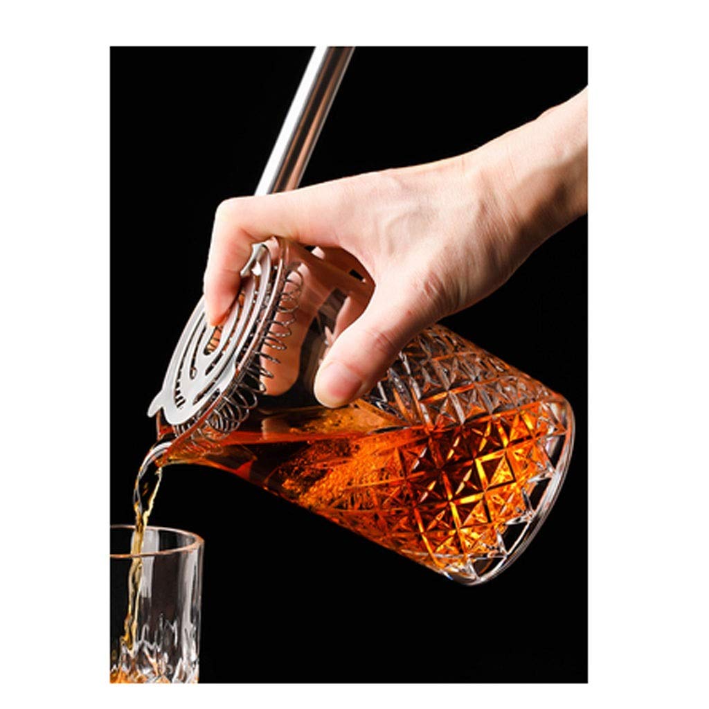 Coctelera para Cócteles Conjunto de cristal del camarero-Kit de mezcla de vidrio, cuchara, Colador irrompible Diseño-450ml Cristal de plomo libre de mezcla de cóctel de vidrio cóctel Juego de herramie