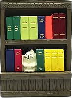 RAQWI Cute Mini Cat Bookshelf Figurine - Adorable Resin Desk Shelf Decor for Cat Lovers, Living Room Ornament