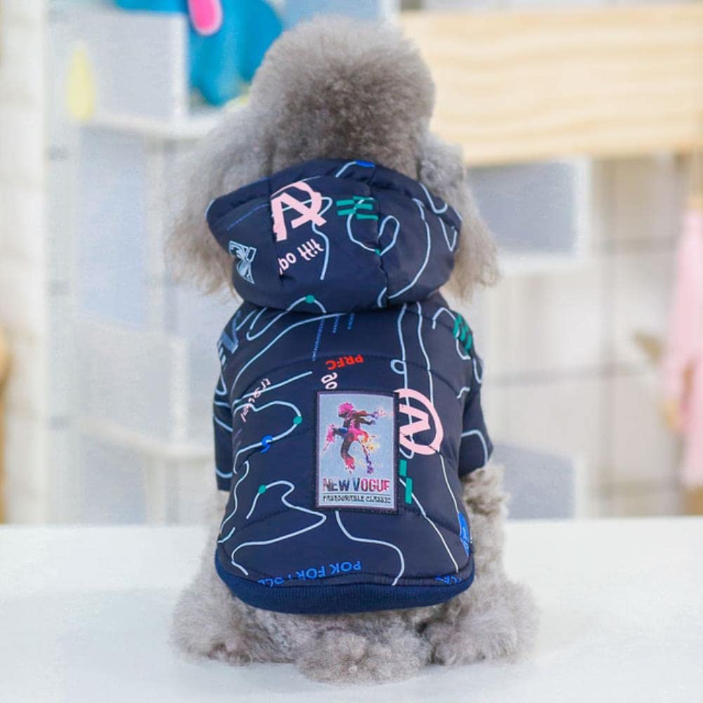 Vêtement chaud chien manteau d'hiver capuche navy blue taille xxl