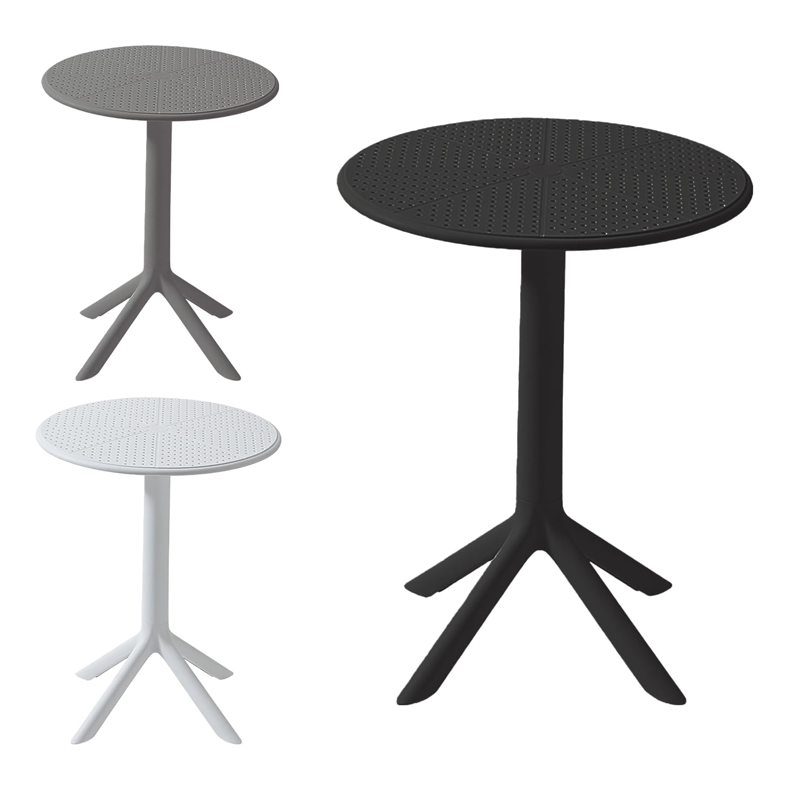 Table de jardin noire plastique PP hauteur 76 cm stable pour jardin