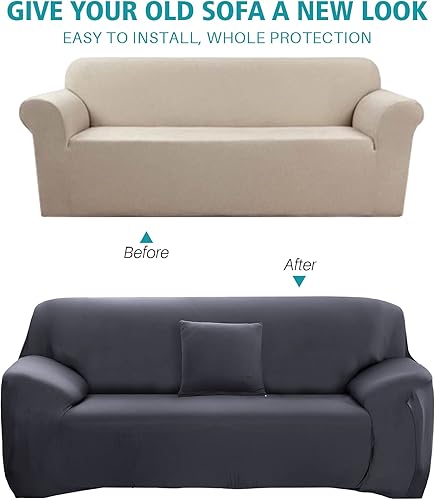 Miniatura 3 de MIFXIN Funda elástica para sofá de terciopelo de elastano, funda para sofá de 3 cojines, protector de muebles para sala de estar, niños y mascotas