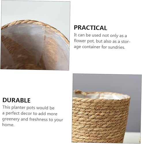Miniatura 4 de Yardwe 2 cestas para macetas para plantas, cestas de almacenamiento tejidas para niños, cestas para plantas, cestas de pastos marinos, cestas de