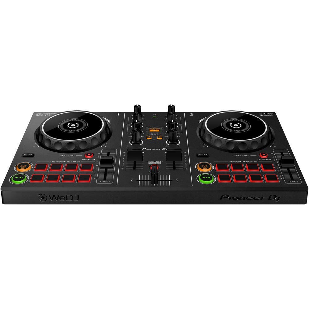 Pioneer DDJ-200 - Bluetooth Einsteiger-Controller für DJ, nutzbar mit Smartphone, Schwarz (erneuert)