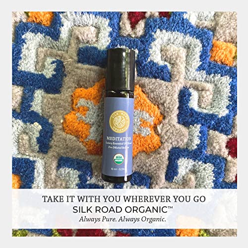 Organic Meditation Essential Oil Empowering Blend Roll On,100% Pure Usda Certified Aromatherapy For Chakra Healing, Focus, Calming, Mindfulness & Spiritual Well-Being -10Ml Roller By Silk Road Organic #TOP5
