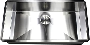 Kingsman ARL-F3619 36 Inch Zero Radius Design 16 Gauge Undermount Single Bowl Stainless Steel Kitchen Sink Premium Package
