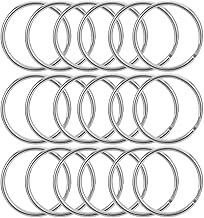 JOELELI 100 Pcs Round Key Rings,25mm Metal Plated Split Rings Round Nickel Plated Small Key Chain Flat Key Chain Connector for House Keys Organization DIY Craft Making Dog Tag Collar Attachment
