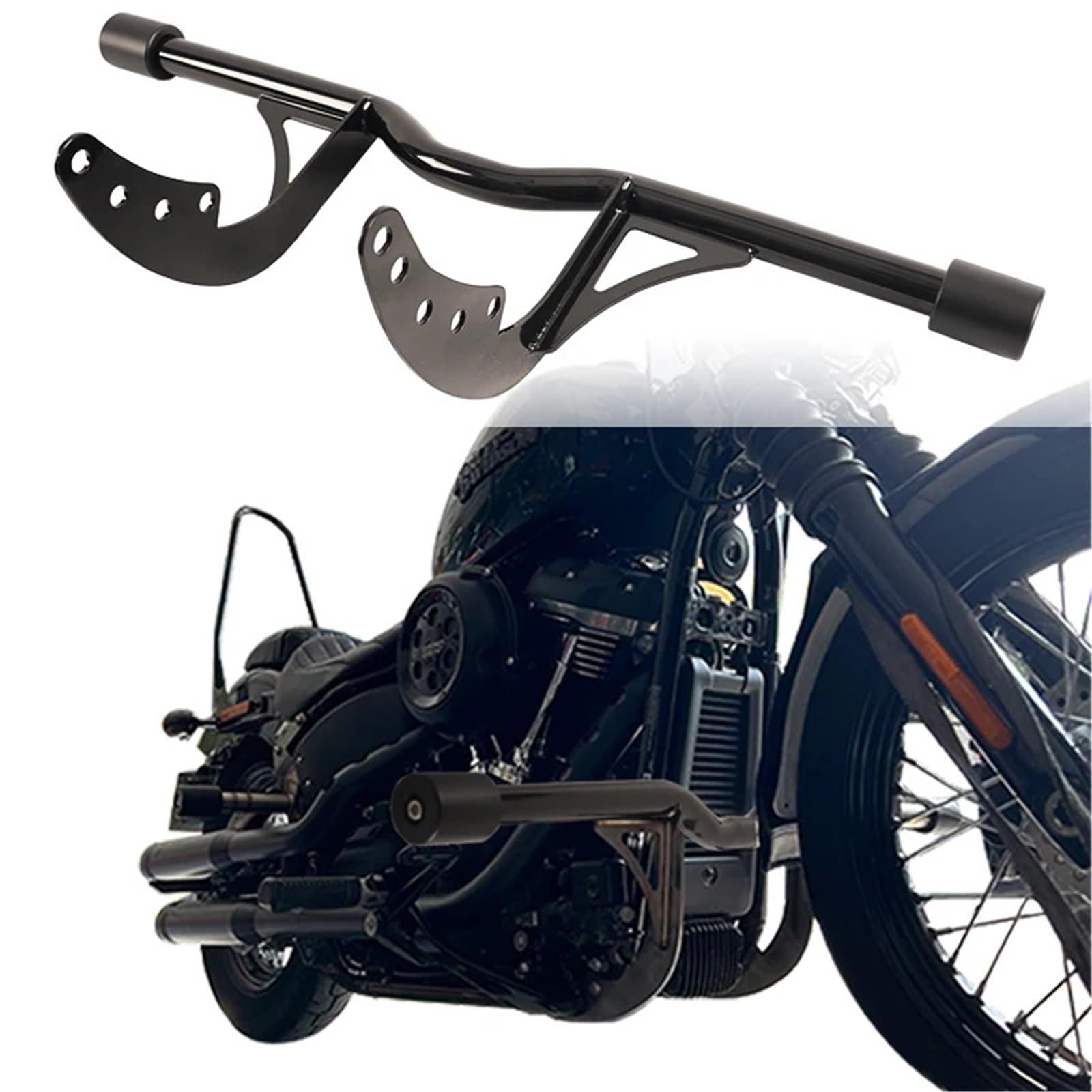 Per Davidson Softail 2018-2024 Protezione di protezione anteriore posteriore Per barra di protezione anteriore in stile solido Per copertura motore Base del Motore(Black)