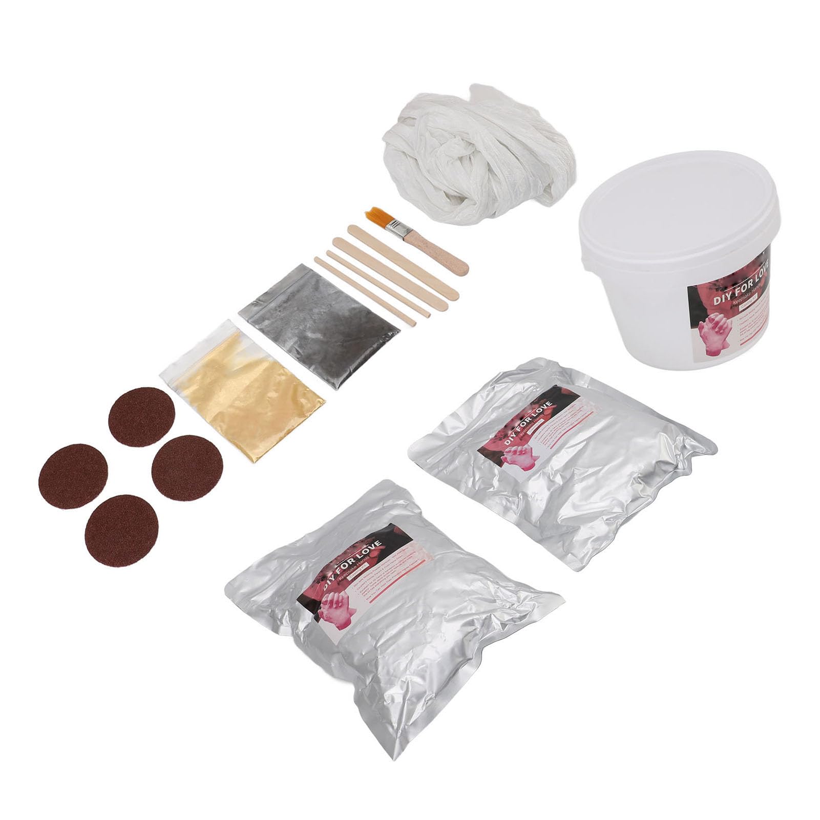 FILFEEL Kit per Fusione a Mano 3D per Coppie e Famiglie – Set per Modellare Polvere di Gesso con Polvere d'oro/argento, Carta Vetrata e Strumenti – Crea Ricordi Duraturi per Anniversari, Matrimoni,