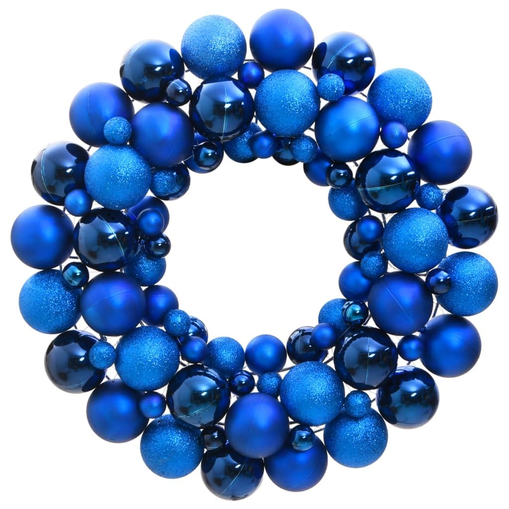 Vidaxl Blue Christmas Wreath, Christmas Garland For Party Wedding Birthday Door Decoration, Xmas Wreath For Indoor Outdoor, 45 Cm Polystyrene